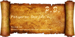 Petyerec Dorián névjegykártya